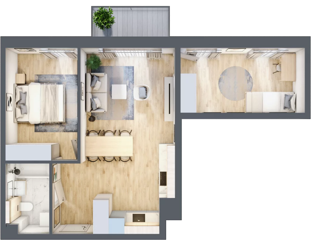 3 pokoje, mieszkanie 56,42 m², piętro 3, oferta nr D47, Na Koszutce II, Katowice, Śródmieście, Koszutka, ul. Słoneczna 1