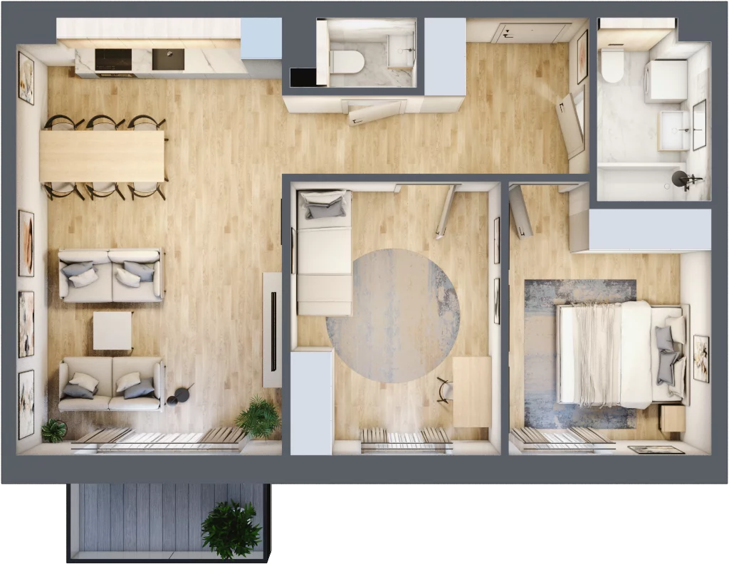3 pokoje, mieszkanie 62,21 m², piętro 2, oferta nr D29, Na Koszutce II, Katowice, Śródmieście, Koszutka, ul. Słoneczna 1