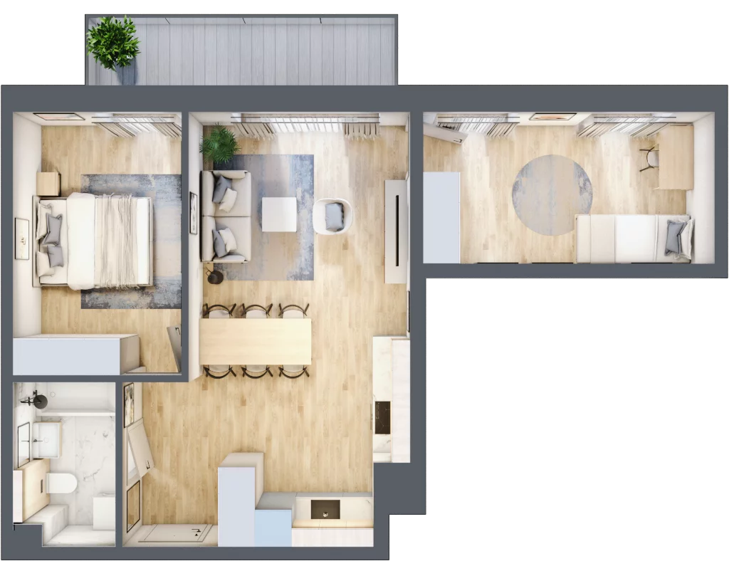 3 pokoje, mieszkanie 56,42 m², piętro 1, oferta nr D23, Na Koszutce II, Katowice, Śródmieście, Koszutka, ul. Słoneczna 1