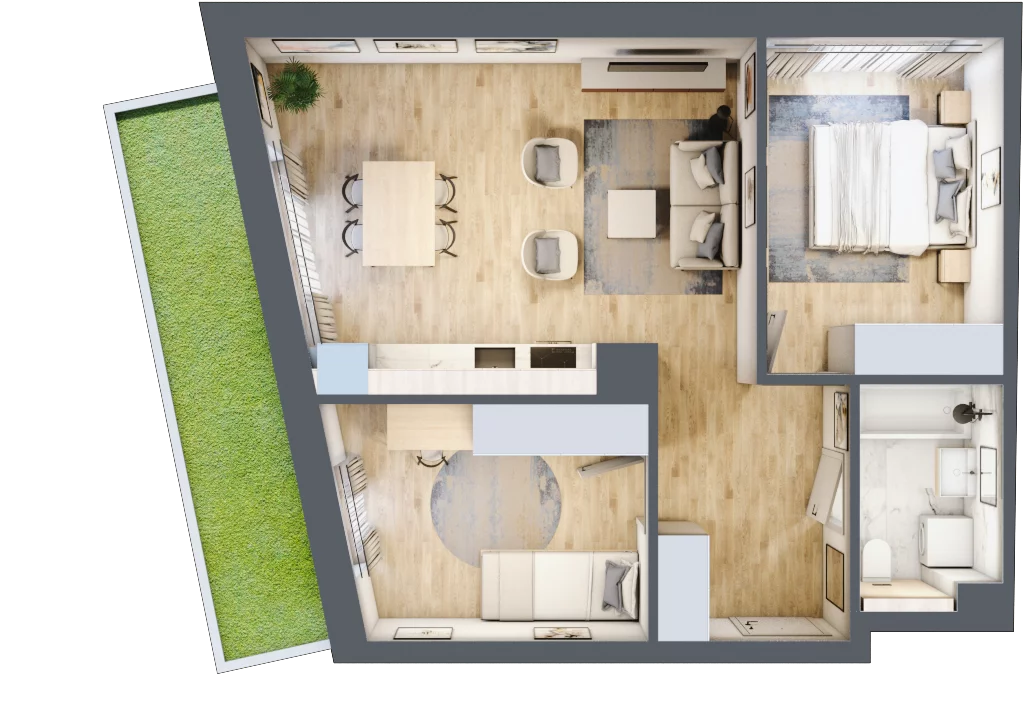 3 pokoje, mieszkanie 55,50 m², parter, oferta nr D10, Na Koszutce II, Katowice, Śródmieście, Koszutka, ul. Słoneczna 1