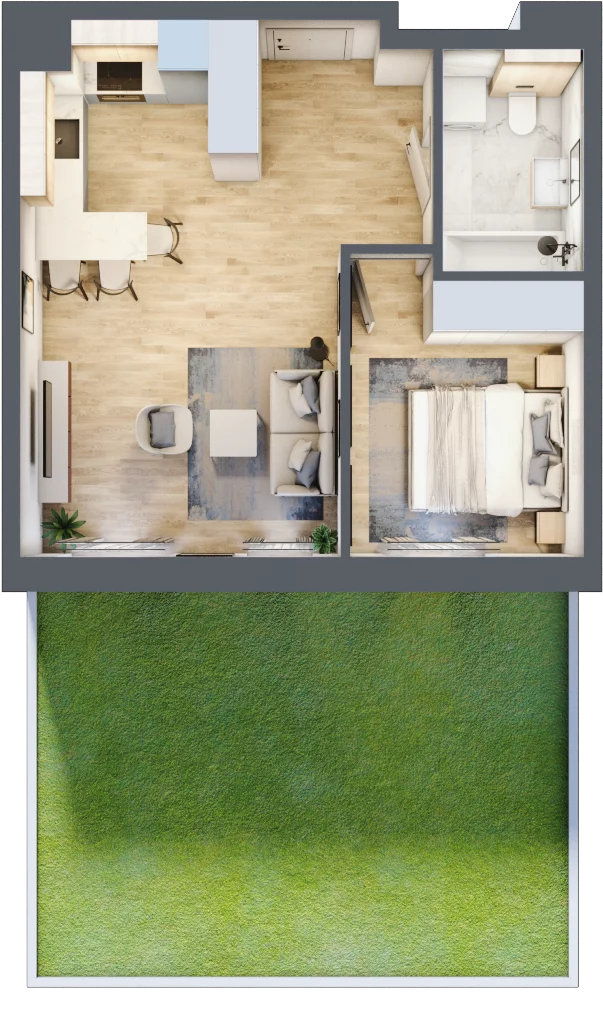 2 pokoje, mieszkanie 40,70 m², parter, oferta nr D07, Na Koszutce II, Katowice, Śródmieście, Koszutka, ul. Słoneczna 1