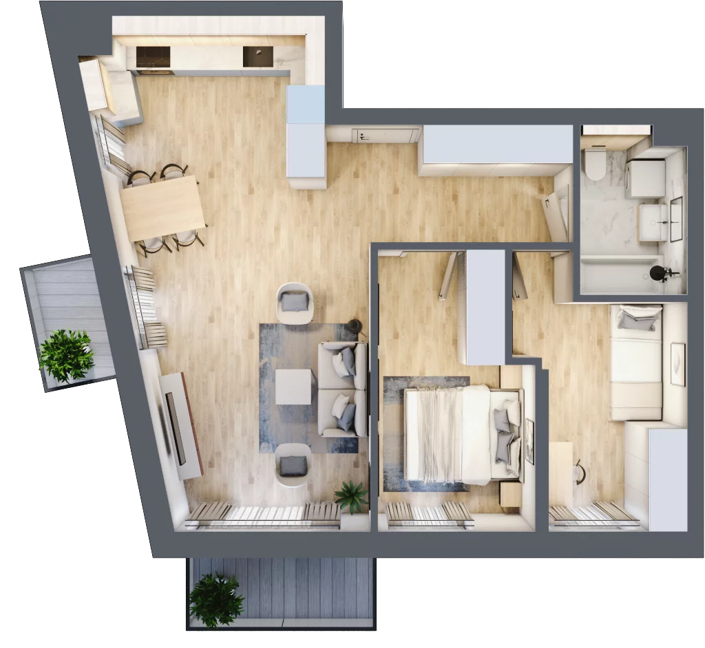 3 pokoje, mieszkanie 59,65 m², piętro 1, oferta nr E14, Na Koszutce II, Katowice, Śródmieście, Koszutka, ul. Słoneczna 1