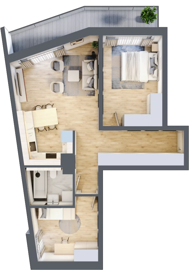 3 pokoje, mieszkanie 61,62 m², piętro 2, oferta nr F1-12, Na Koszutce II, Katowice, Śródmieście, Koszutka, ul. Słoneczna 1