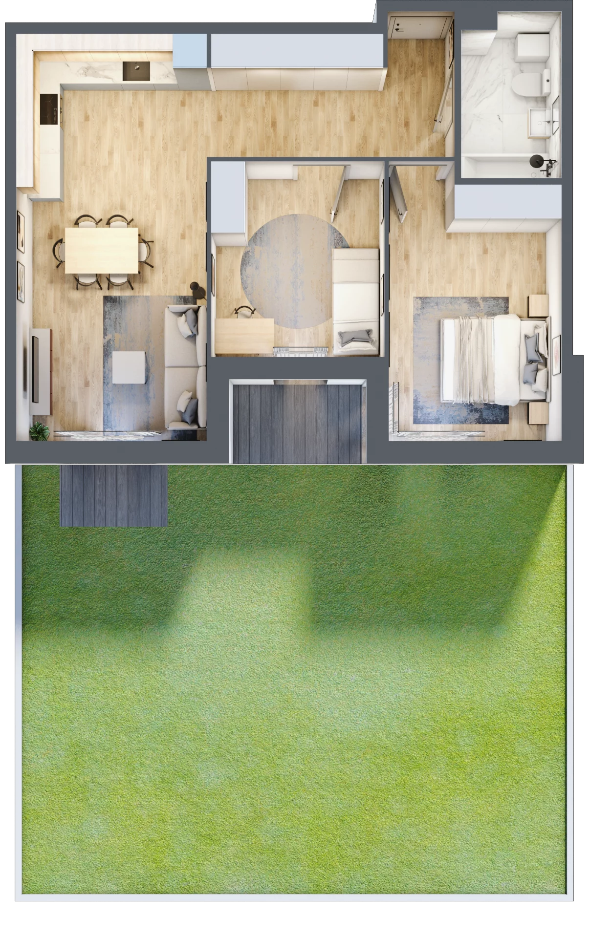 3 pokoje, mieszkanie 63,31 m², parter, oferta nr B.02, Nowa Namiarkowa, Będzin, ul. Namiarkowa 15D