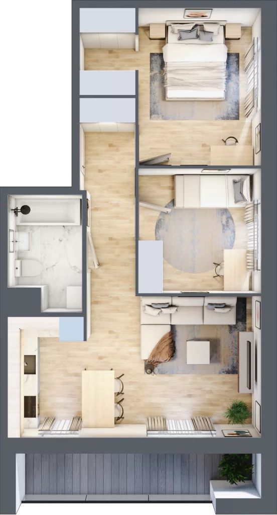 3 pokoje, mieszkanie 57,01 m², piętro 1, oferta nr B.08, Nowa Namiarkowa, Będzin, ul. Namiarkowa 15D