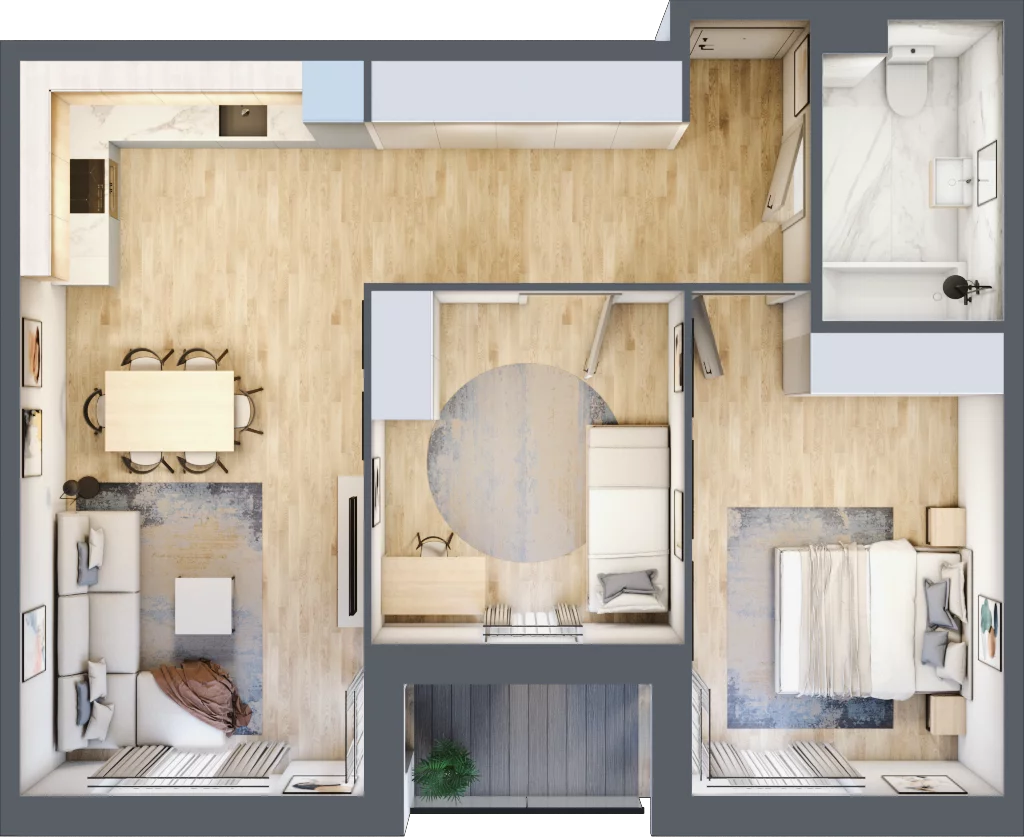 3 pokoje, mieszkanie 63,31 m², piętro 1, oferta nr C.09, Nowa Namiarkowa, Będzin, ul. Namiarkowa 15D