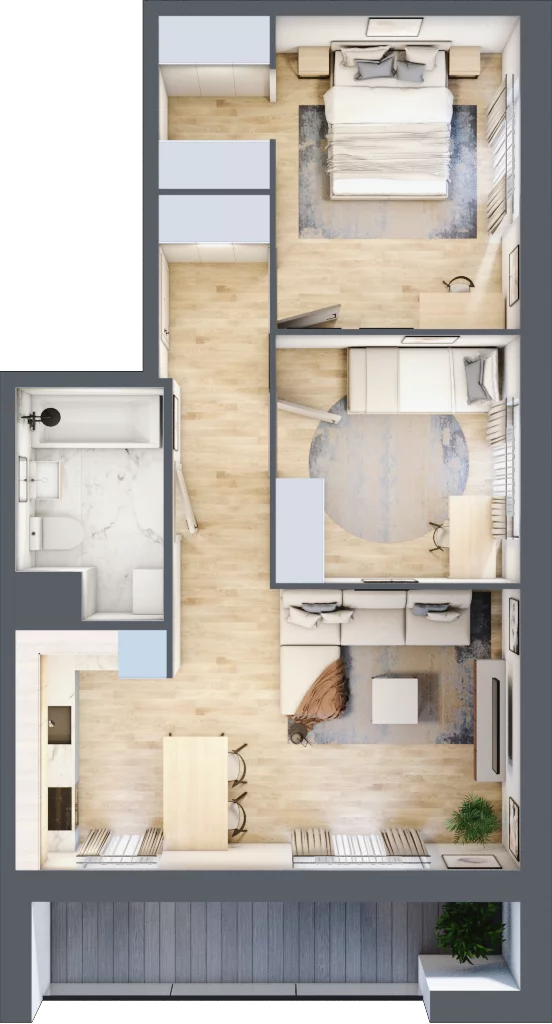 3 pokoje, mieszkanie 57,01 m², piętro 1, oferta nr C.08, Nowa Namiarkowa, Będzin, ul. Namiarkowa 15D