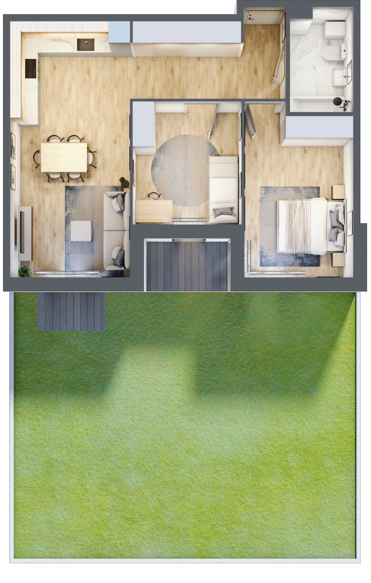3 pokoje, mieszkanie 63,31 m², parter, oferta nr C.02, Nowa Namiarkowa, Będzin, ul. Namiarkowa 15D