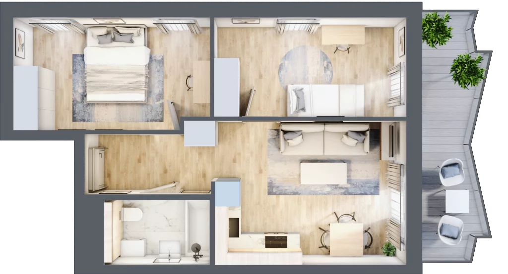 3 pokoje, mieszkanie 48,94 m², piętro 1, oferta nr 14, Semiramis, Katowice, Dąbrówka Mała, ul. Wiertnicza