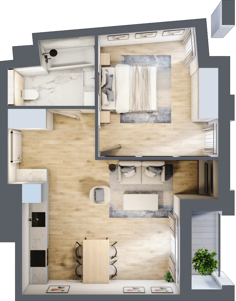 2 pokoje, mieszkanie 46,60 m², piętro 8, oferta nr 148, Semiramis, Katowice, Dąbrówka Mała, ul. Wiertnicza