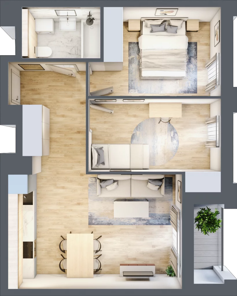 3 pokoje, mieszkanie 51,40 m², piętro 8, oferta nr 147, Semiramis, Katowice, Dąbrówka Mała, ul. Wiertnicza