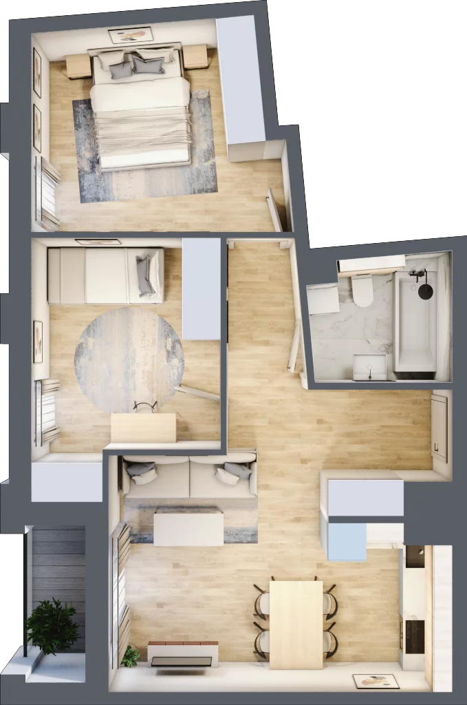 3 pokoje, mieszkanie 53,63 m², piętro 8, oferta nr 144, Semiramis, Katowice, Dąbrówka Mała, ul. Wiertnicza