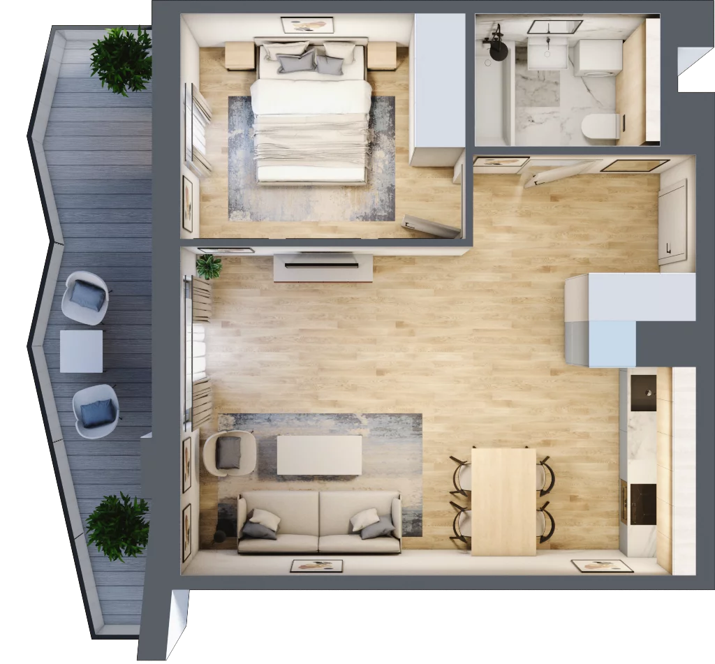 2 pokoje, mieszkanie 46,17 m², piętro 8, oferta nr 143, Semiramis, Katowice, Dąbrówka Mała, ul. Wiertnicza