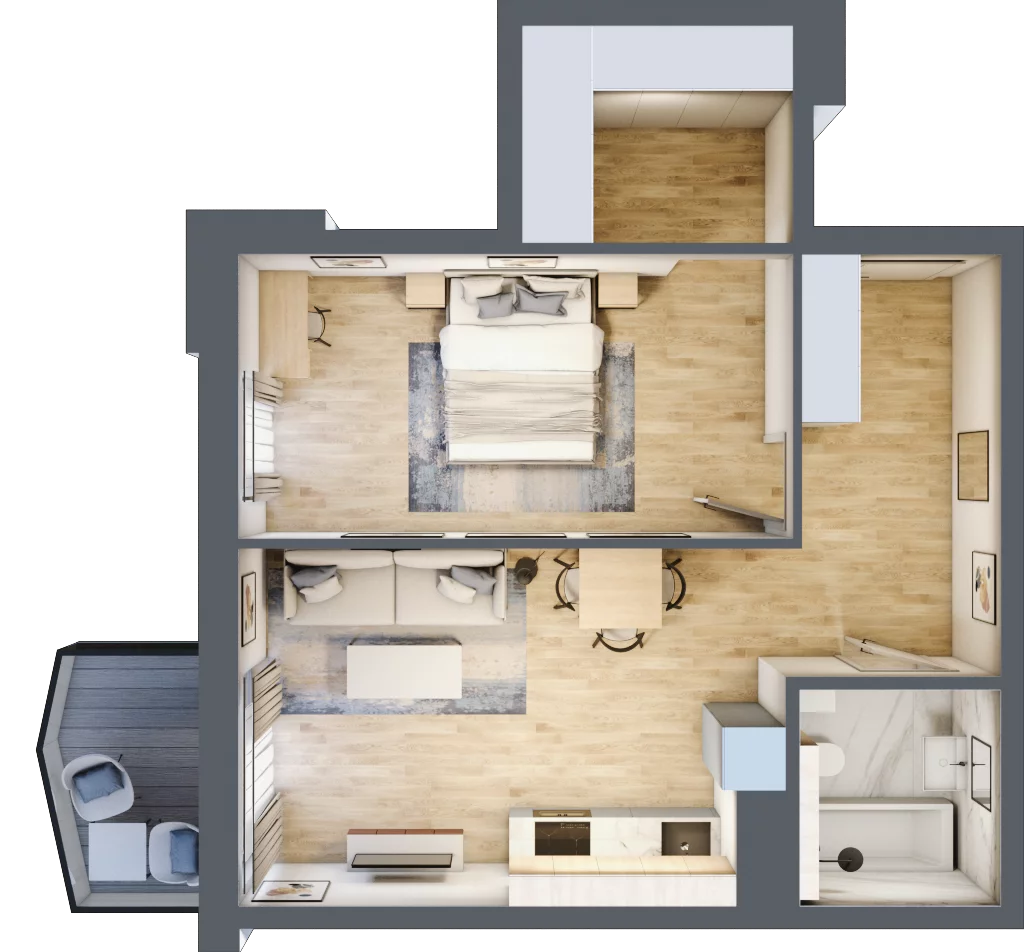 2 pokoje, mieszkanie 48,54 m², piętro 8, oferta nr 137, Semiramis, Katowice, Dąbrówka Mała, ul. Wiertnicza