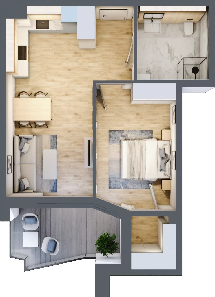 2 pokoje, mieszkanie 50,18 m², piętro 8, oferta nr 136, Semiramis, Katowice, Dąbrówka Mała, ul. Wiertnicza