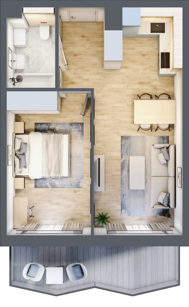 2 pokoje, mieszkanie 41,97 m², piętro 8, oferta nr 133, Semiramis, Katowice, Dąbrówka Mała, ul. Wiertnicza
