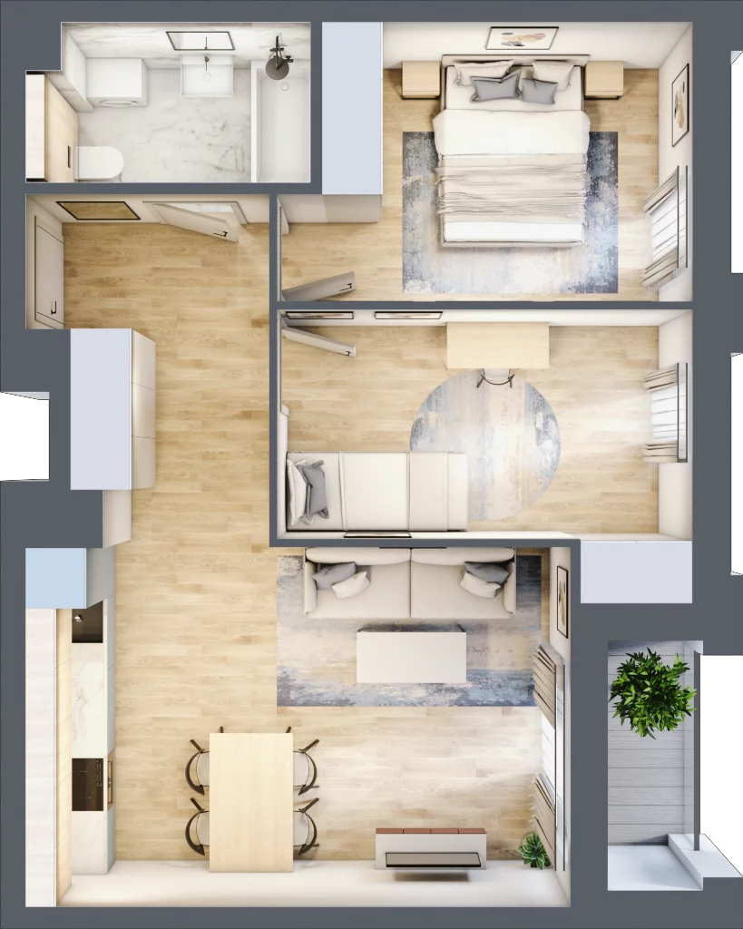 3 pokoje, mieszkanie 51,93 m², piętro 7, oferta nr 129, Semiramis, Katowice, Dąbrówka Mała, ul. Wiertnicza