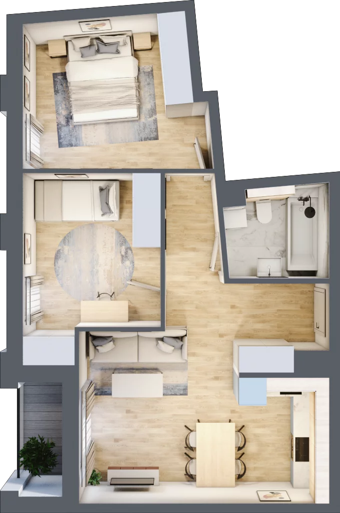3 pokoje, mieszkanie 53,93 m², piętro 7, oferta nr 126, Semiramis, Katowice, Dąbrówka Mała, ul. Wiertnicza