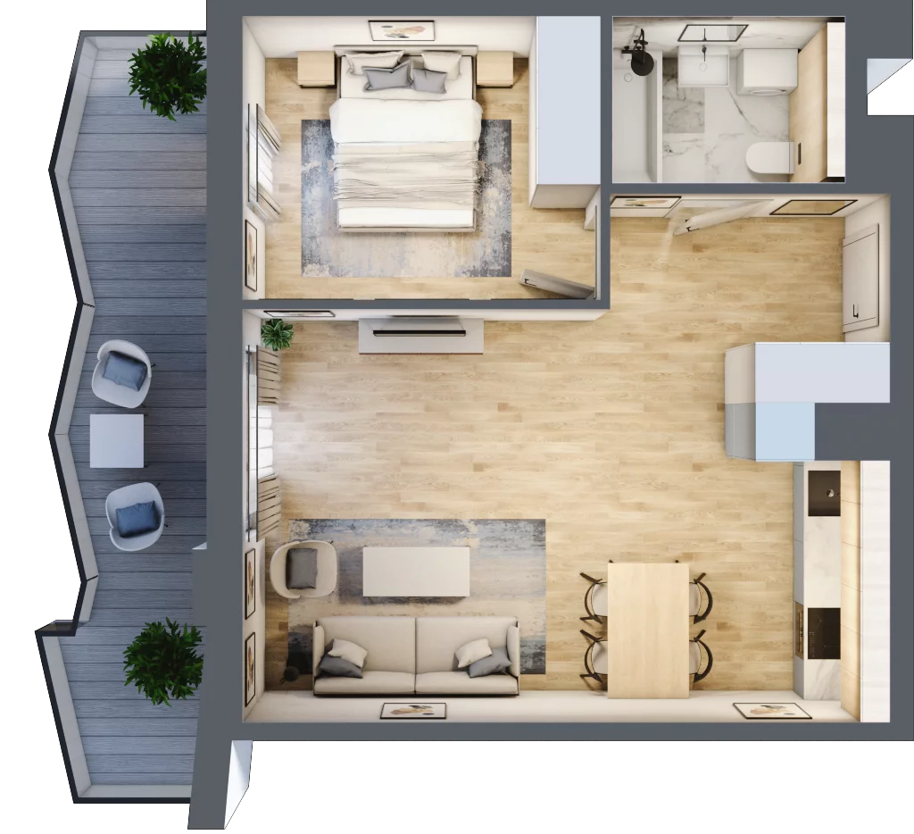 2 pokoje, mieszkanie 46,17 m², piętro 7, oferta nr 125, Semiramis, Katowice, Dąbrówka Mała, ul. Wiertnicza