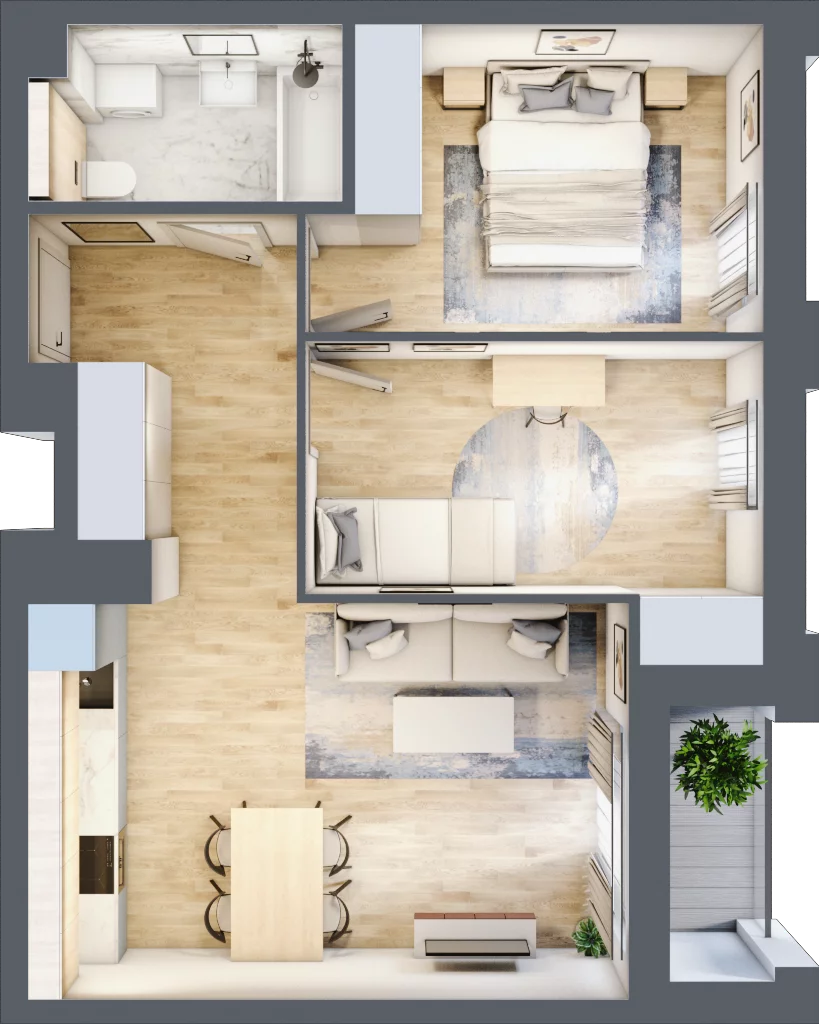 3 pokoje, mieszkanie 51,73 m², piętro 6, oferta nr 111, Semiramis, Katowice, Dąbrówka Mała, ul. Wiertnicza