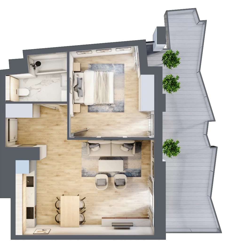 2 pokoje, mieszkanie 49,36 m², piętro 5, oferta nr 94, Semiramis, Katowice, Dąbrówka Mała, ul. Wiertnicza