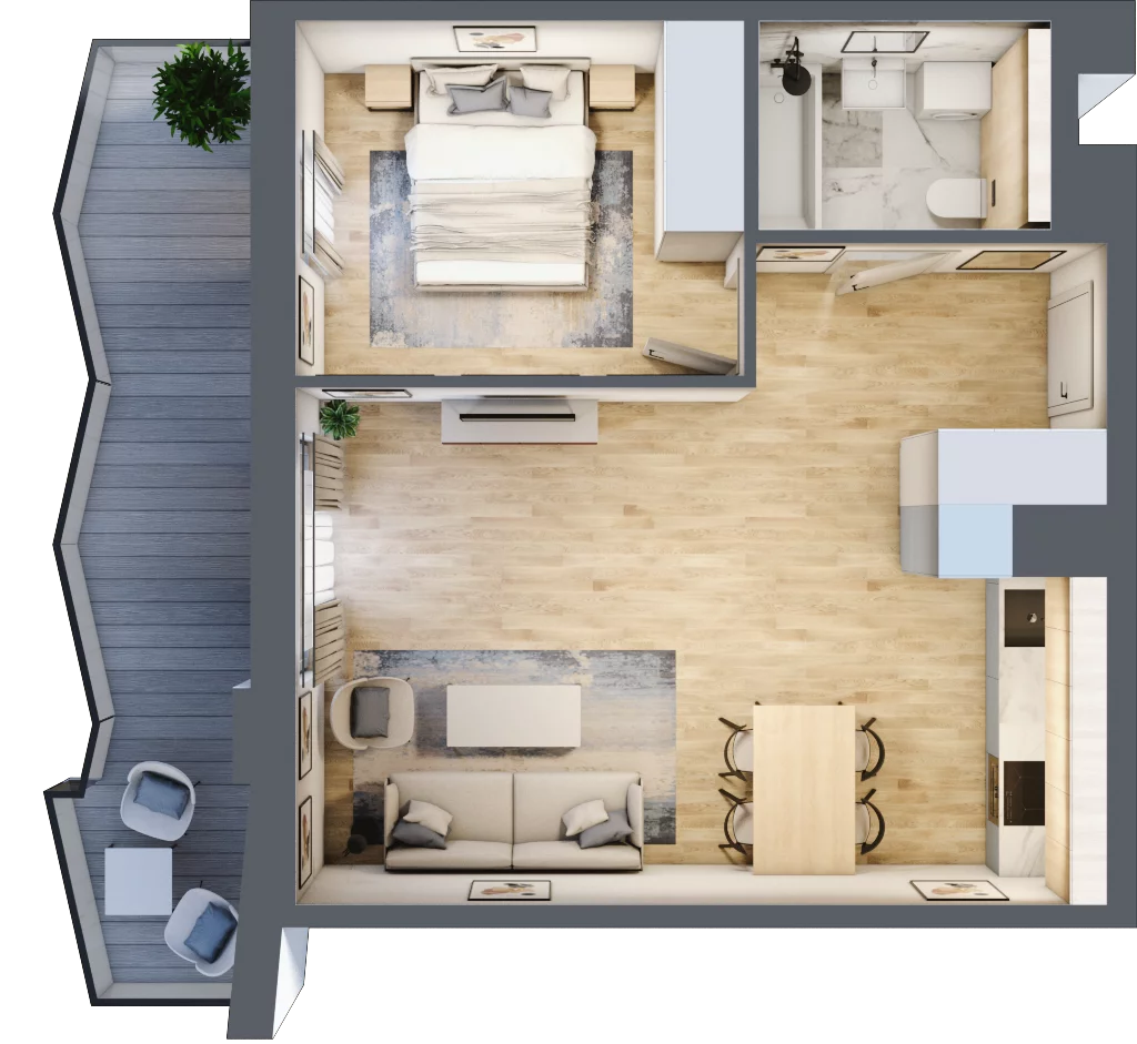 2 pokoje, mieszkanie 46,17 m², piętro 5, oferta nr 89, Semiramis, Katowice, Dąbrówka Mała, ul. Wiertnicza