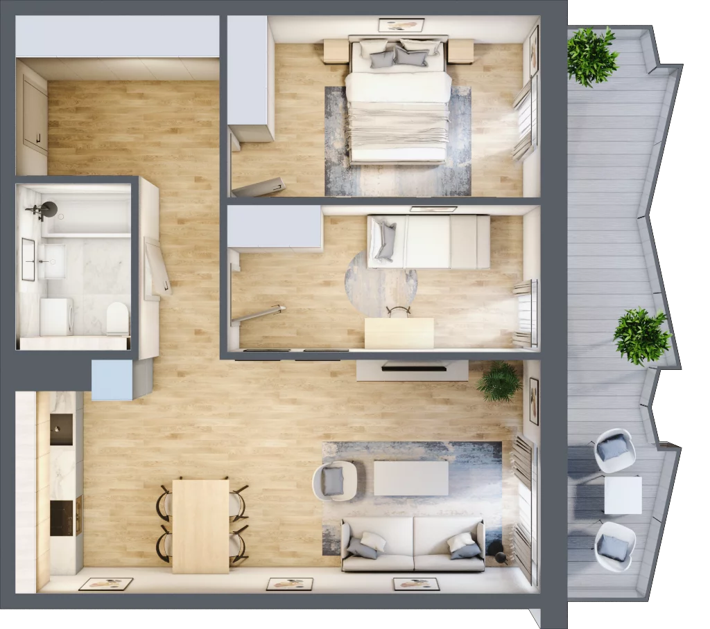3 pokoje, mieszkanie 63,91 m², piętro 5, oferta nr 84, Semiramis, Katowice, Dąbrówka Mała, ul. Wiertnicza