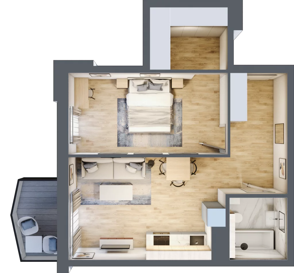 2 pokoje, mieszkanie 48,54 m², piętro 5, oferta nr 83, Semiramis, Katowice, Dąbrówka Mała, ul. Wiertnicza
