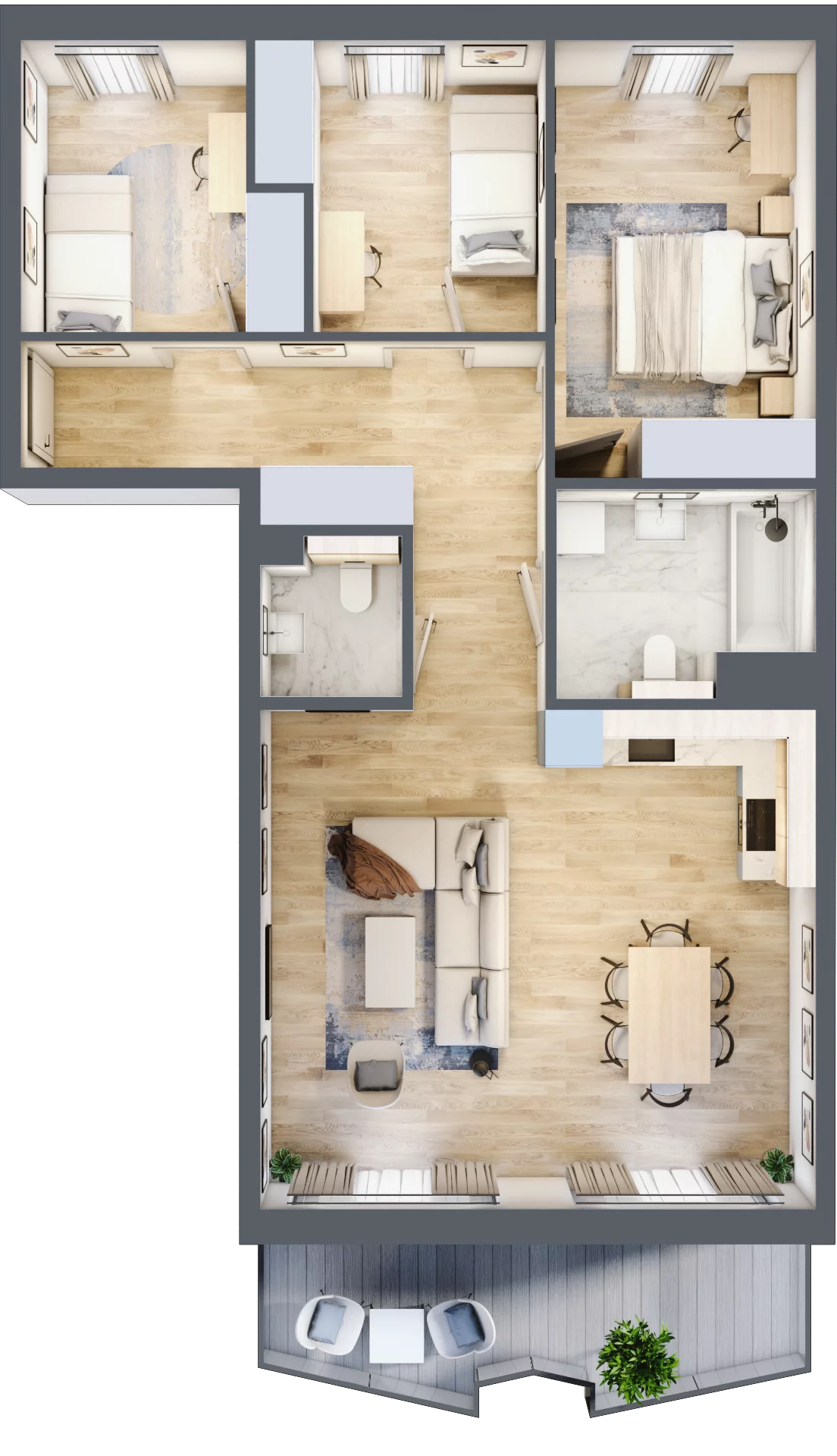 4 pokoje, mieszkanie 78,45 m², piętro 5, oferta nr 80, Semiramis, Katowice, Dąbrówka Mała, ul. Wiertnicza