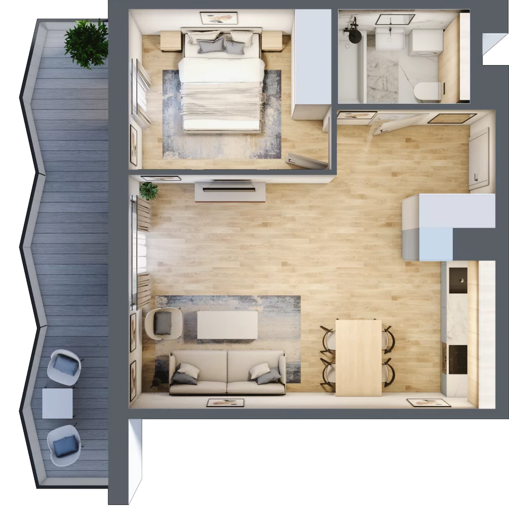2 pokoje, mieszkanie 46,17 m², piętro 4, oferta nr 71, Semiramis, Katowice, Dąbrówka Mała, ul. Wiertnicza