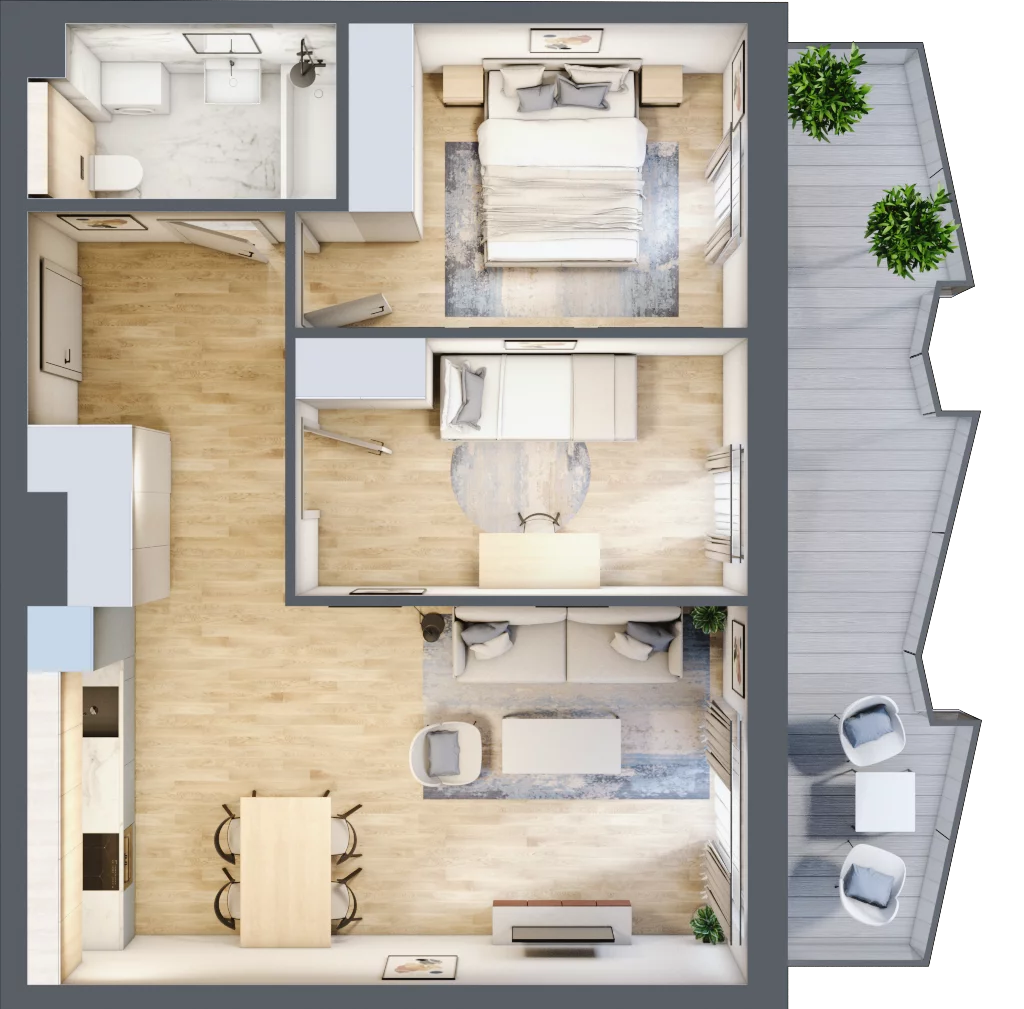 3 pokoje, mieszkanie 55,88 m², piętro 3, oferta nr 57, Semiramis, Katowice, Dąbrówka Mała, ul. Wiertnicza