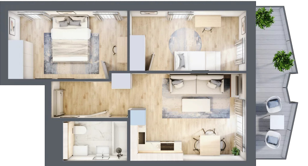 3 pokoje, mieszkanie 48,94 m², piętro 2, oferta nr 32, Semiramis, Katowice, Dąbrówka Mała, ul. Wiertnicza