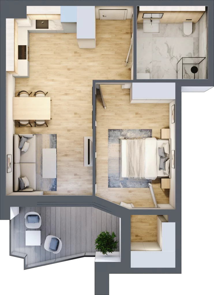 2 pokoje, mieszkanie 50,35 m², piętro 2, oferta nr 28, Semiramis, Katowice, Dąbrówka Mała, ul. Wiertnicza