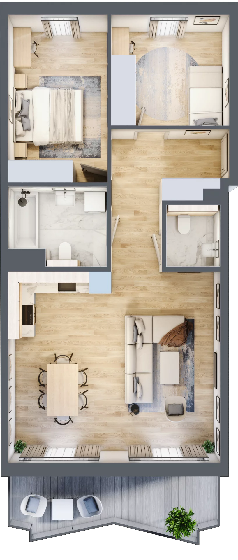3 pokoje, mieszkanie 68,91 m², piętro 2, oferta nr 27, Semiramis, Katowice, Dąbrówka Mała, ul. Wiertnicza