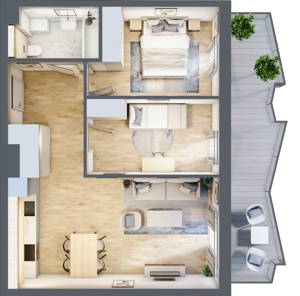 3 pokoje, mieszkanie 55,86 m², piętro 1, oferta nr 21, Semiramis, Katowice, Dąbrówka Mała, ul. Wiertnicza