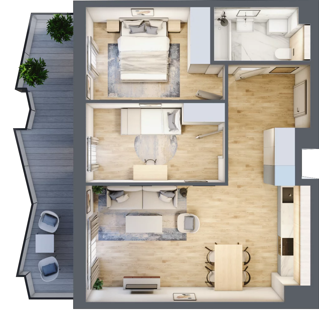 3 pokoje, mieszkanie 55,86 m², piętro 1, oferta nr 19, Semiramis, Katowice, Dąbrówka Mała, ul. Wiertnicza