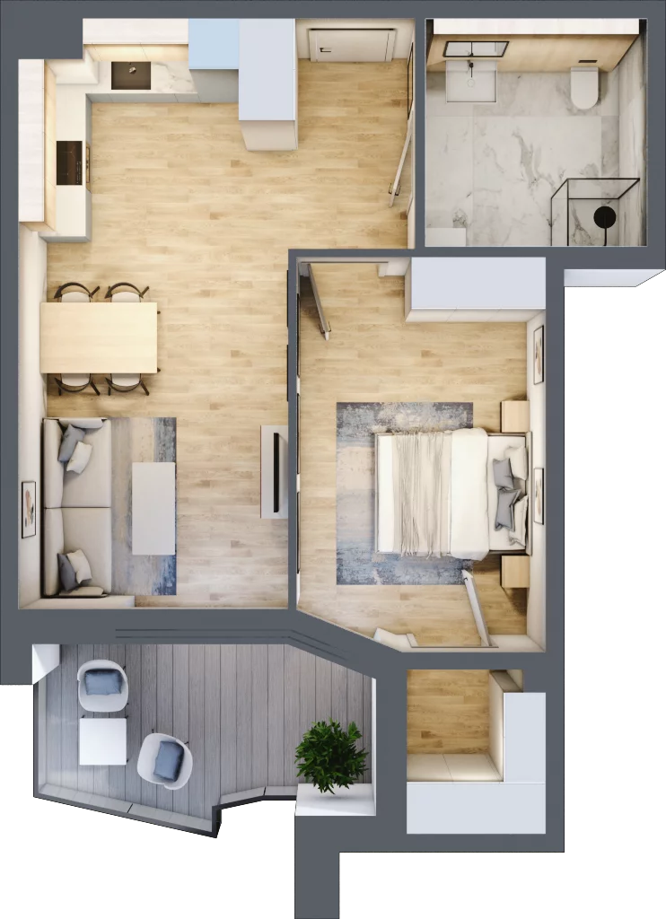 2 pokoje, mieszkanie 50,32 m², piętro 1, oferta nr 10, Semiramis, Katowice, Dąbrówka Mała, ul. Wiertnicza