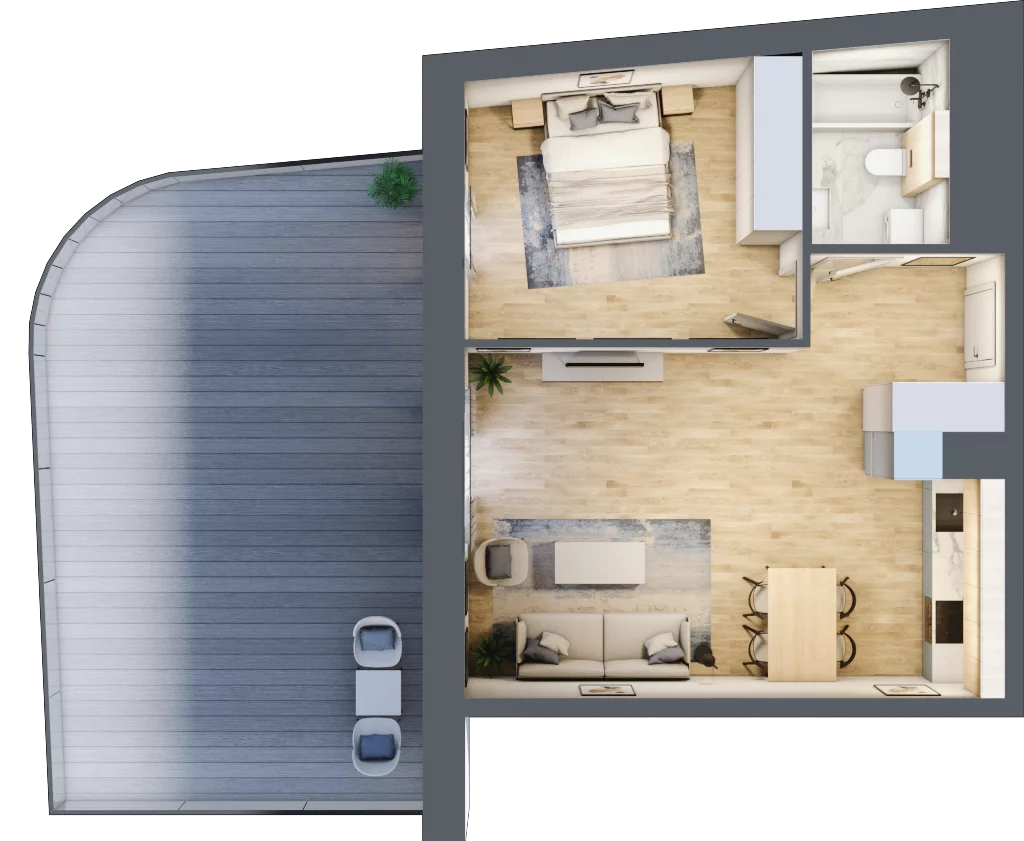 2 pokoje, mieszkanie 49,75 m², parter, oferta nr 1, Semiramis, Katowice, Dąbrówka Mała, ul. Wiertnicza