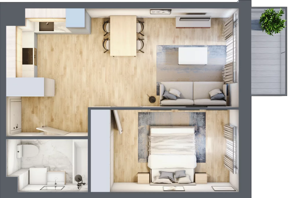 2 pokoje, mieszkanie 41,12 m², piętro 1, oferta nr mieszkanie 21, Mikusińskiego 25, Katowice, Wełnowiec-Józefowiec, Wełnowiec, ul. Jana Mikusińskiego 25