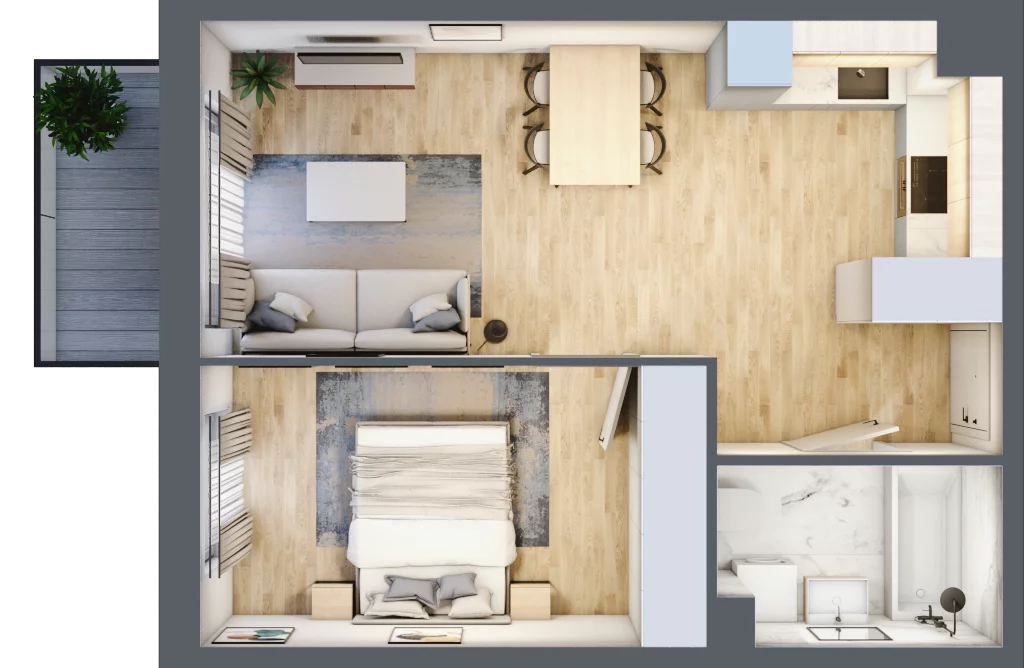 2 pokoje, mieszkanie 41,12 m², piętro 1, oferta nr mieszkanie 15, Mikusińskiego 25, Katowice, Wełnowiec-Józefowiec, Wełnowiec, ul. Jana Mikusińskiego 25