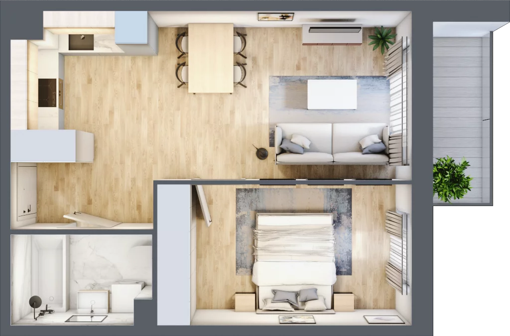 2 pokoje, mieszkanie 41,12 m², piętro 4, oferta nr mieszkanie 107, Mikusińskiego 25, Katowice, Wełnowiec-Józefowiec, Wełnowiec, ul. Jana Mikusińskiego 25