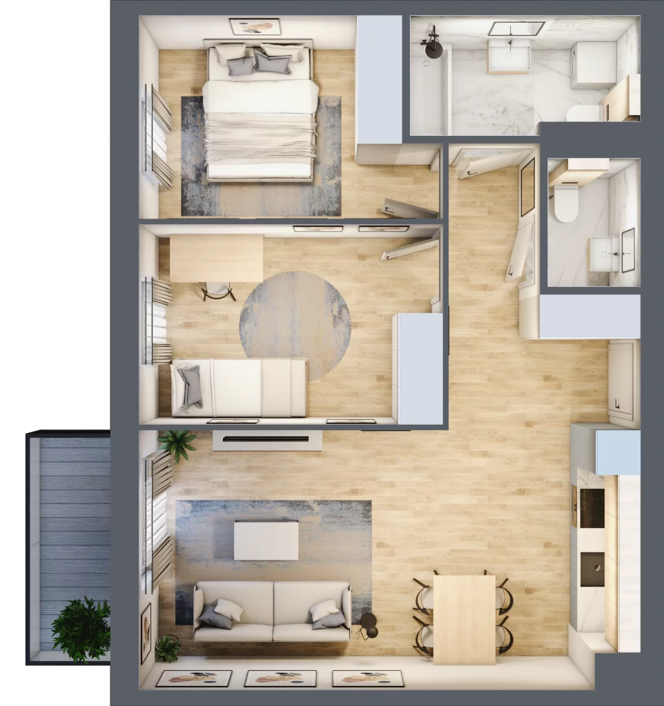 3 pokoje, mieszkanie 58,54 m², piętro 2, oferta nr KR8/A/2/4, Apartamenty Krakowska 8, Wrocław, Przedmieście Oławskie, Krzyki, ul. Krakowska