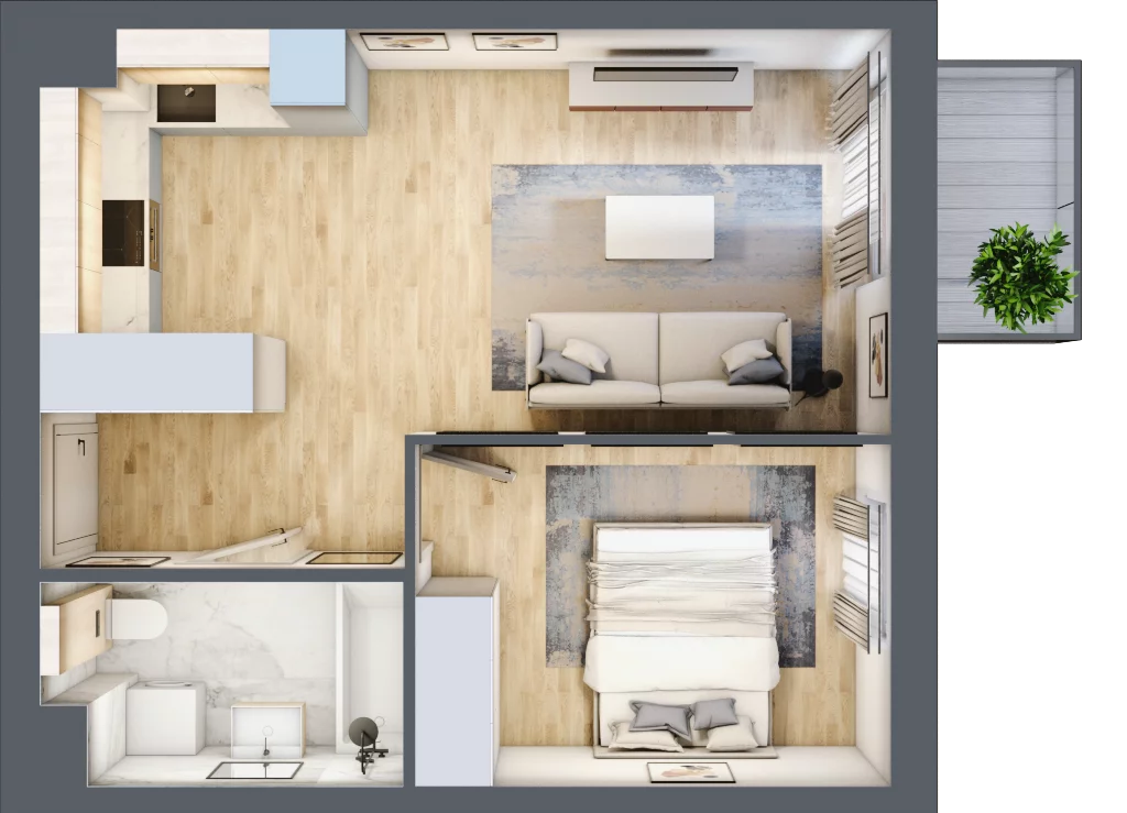 2 pokoje, mieszkanie 39,00 m², piętro 1, oferta nr KR8/B/1/6, Apartamenty Krakowska 8, Wrocław, Przedmieście Oławskie, Krzyki, ul. Krakowska
