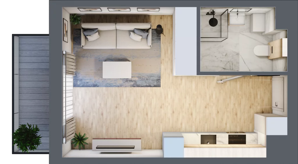 1 pokój, mieszkanie 29,12 m², piętro 1, oferta nr KR8/C/1/4, Apartamenty Krakowska 8, Wrocław, Przedmieście Oławskie, Krzyki, ul. Krakowska