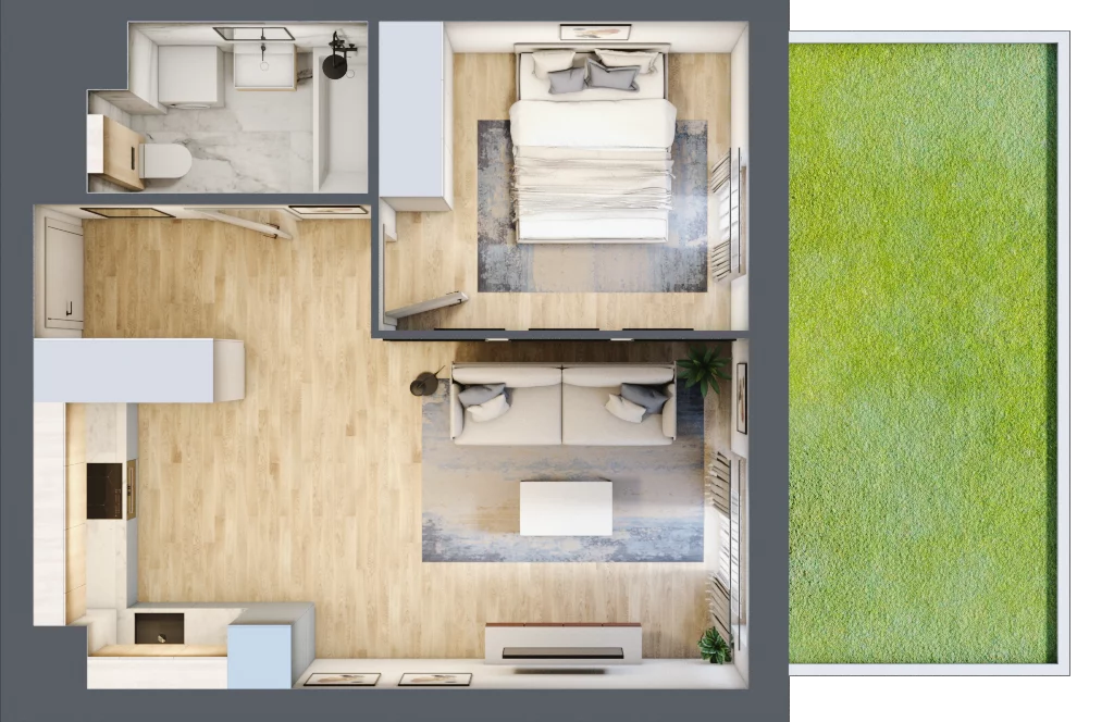 2 pokoje, mieszkanie 40,08 m², parter, oferta nr KR8/C/0/7, Apartamenty Krakowska 8, Wrocław, Przedmieście Oławskie, Krzyki, ul. Krakowska