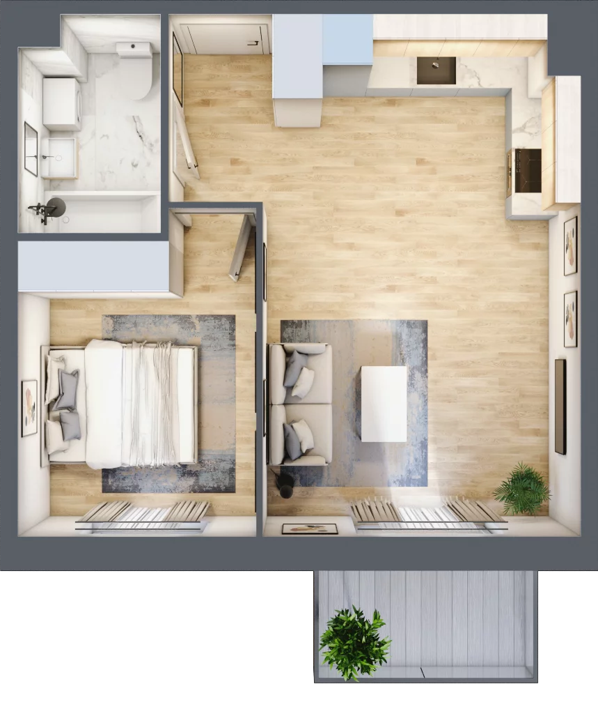 2 pokoje, mieszkanie 40,46 m², piętro 5, oferta nr PPO/M/B/5/7, Port Popowice IVa, Wrocław, Pilczyce-Kozanów-Popowice Północne, Popowice, ul. Białowieska