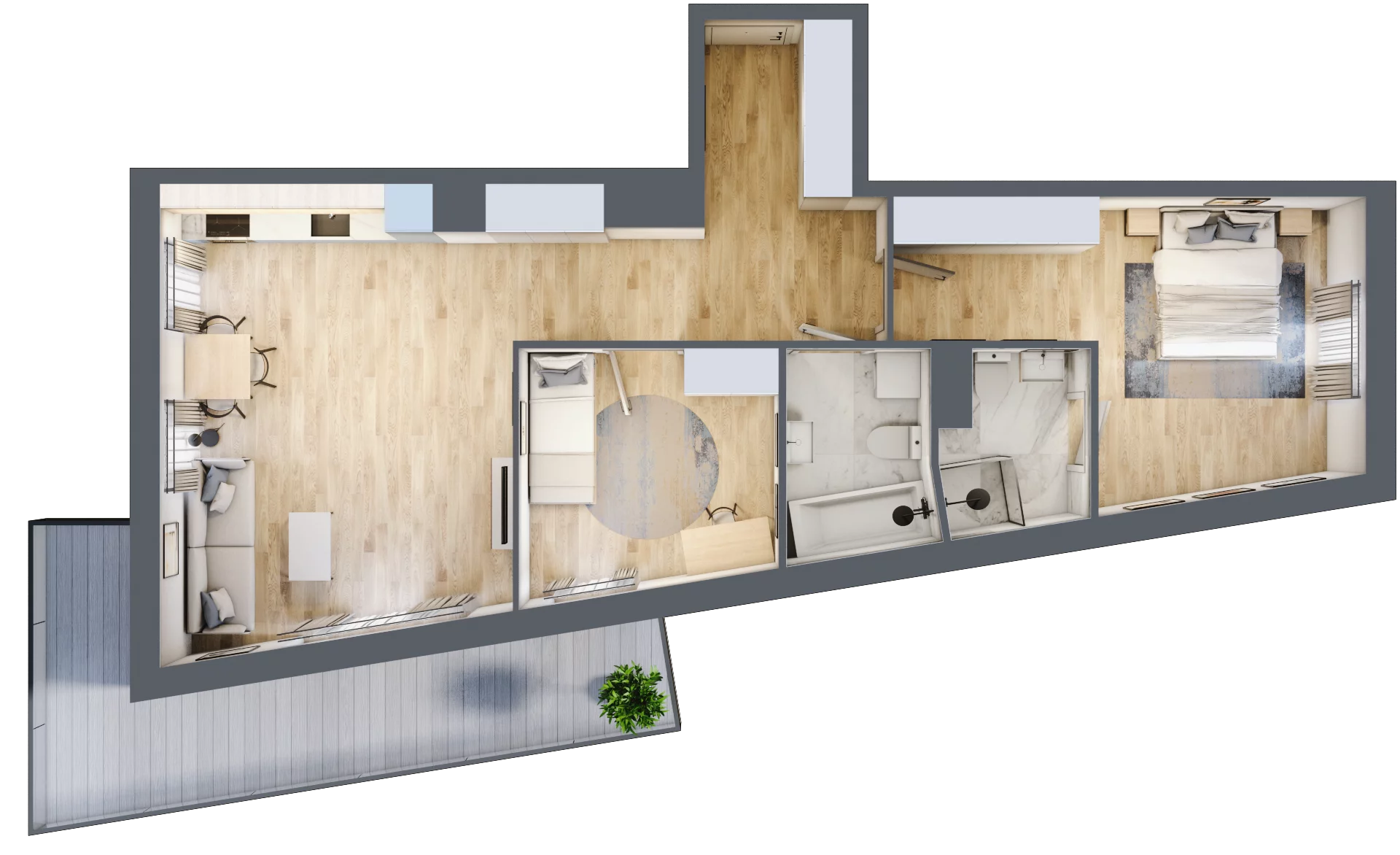 3 pokoje, mieszkanie 74,82 m², piętro 2, oferta nr SU1/A/2/4, Sady Ursynów 1, Warszawa, Ursynów, Wyczółki, ul. Koprowskiego / Pieskowa Skała