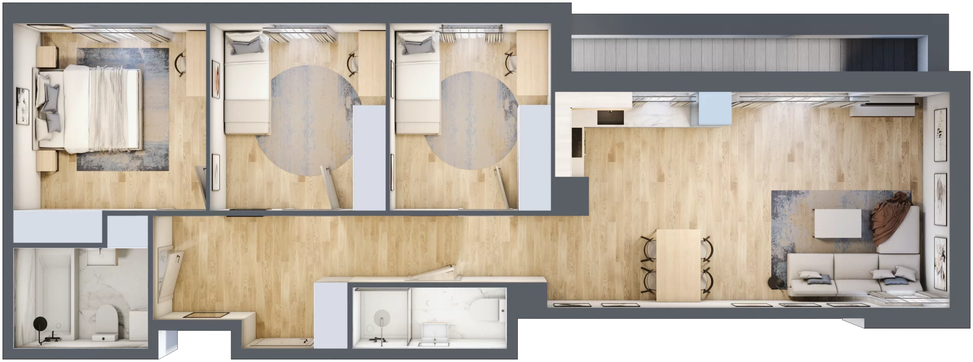 4 pokoje, mieszkanie 83,83 m², piętro 1, oferta nr SU1/B/1/1, Sady Ursynów 1, Warszawa, Ursynów, Wyczółki, ul. Koprowskiego / Pieskowa Skała