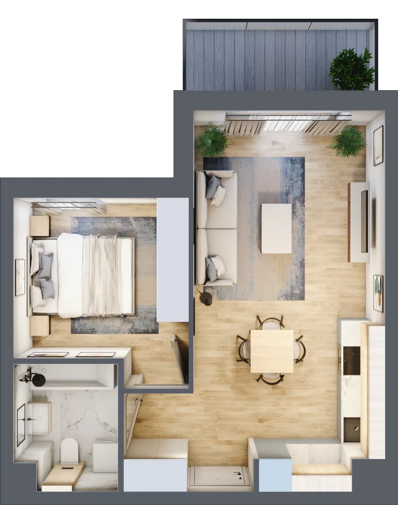 2 pokoje, mieszkanie 40,92 m², piętro 4, oferta nr A.4.5, Linea, Gdańsk, Jasień, Morena, ul. Kiedrowskiego