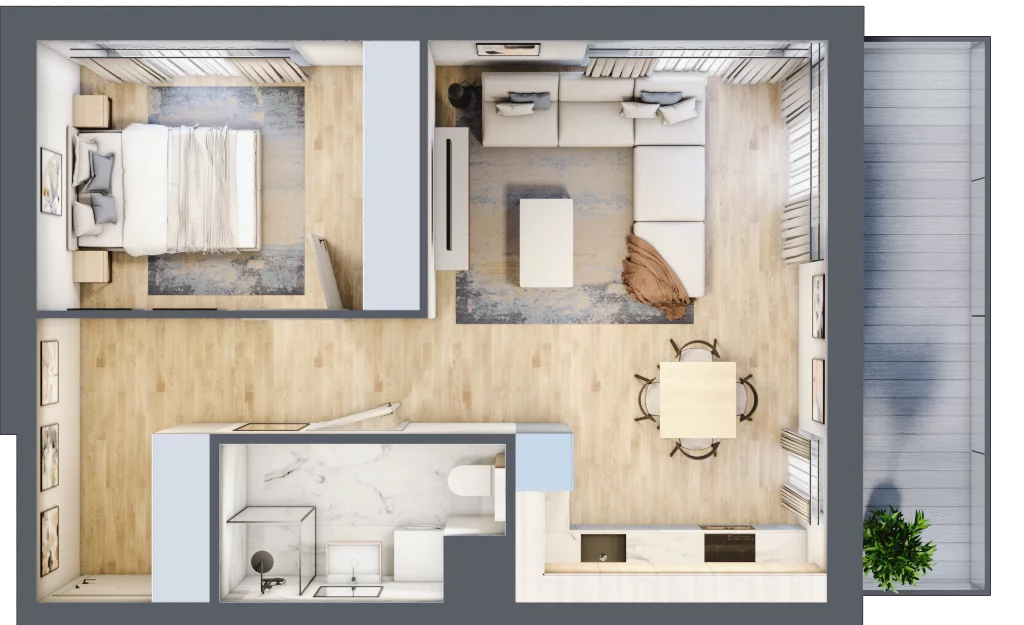 2 pokoje, mieszkanie 46,80 m², piętro 1, oferta nr A.1.3, Linea, Gdańsk, Jasień, Morena, ul. Kiedrowskiego